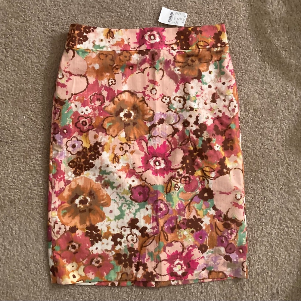 Pink floral J. Crew flowers pencil skirt zipper